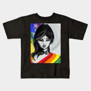 Rainbow Love woman Kids T-Shirt